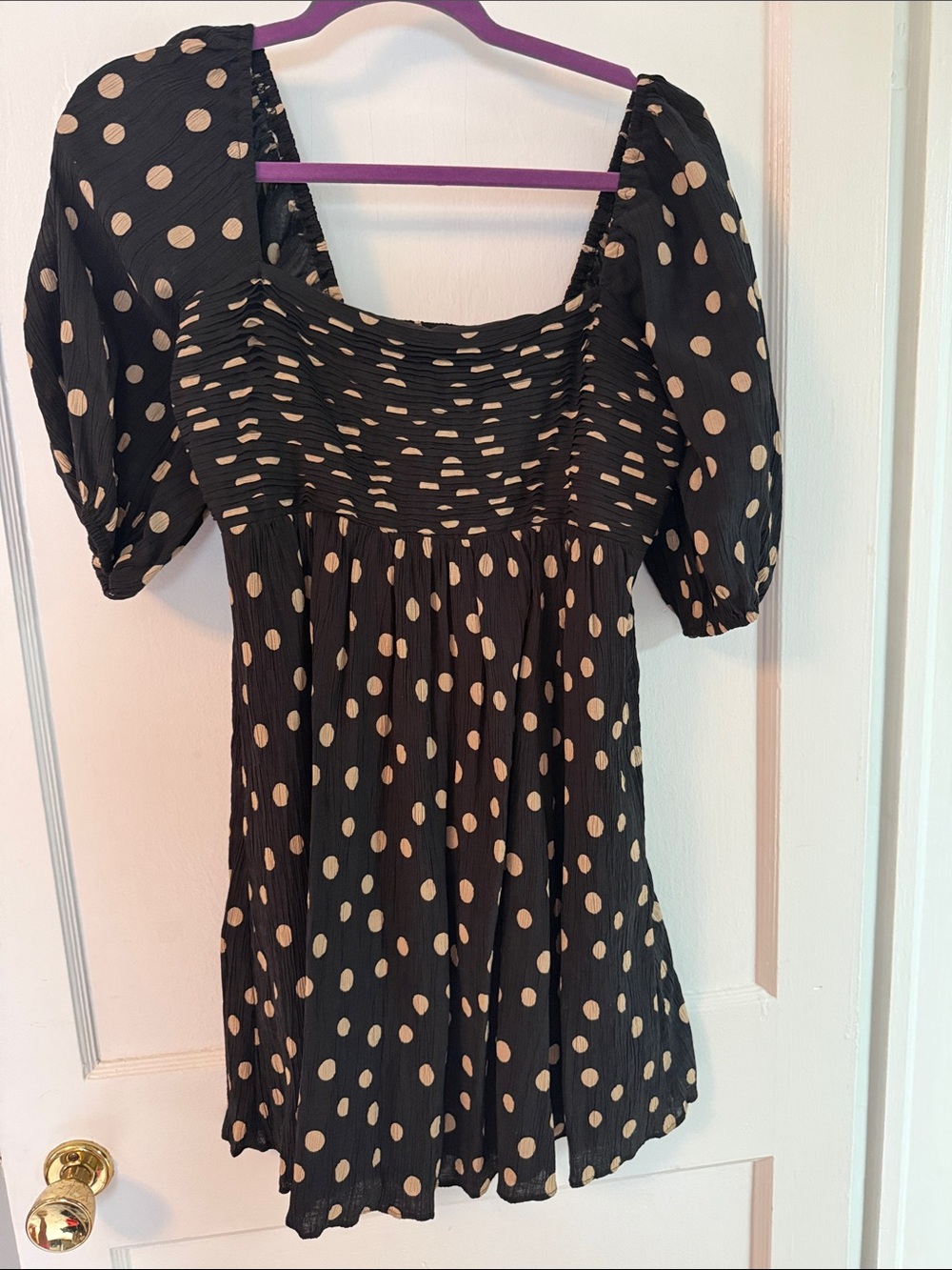 Abercrombie & Fitch Black Polka Dot Peasant Tunic